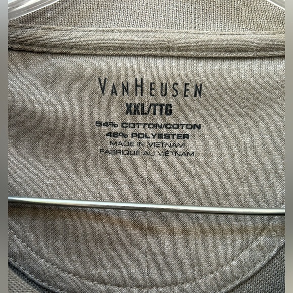 Van Heusen Men's Long Sleeve Polo in Taupe with Brown Stripe. Goes w/everything. - Picture 2 of 6